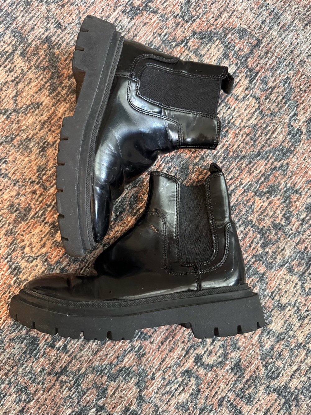 Zara Girls Black Chunky Chelsea Boots Size 31